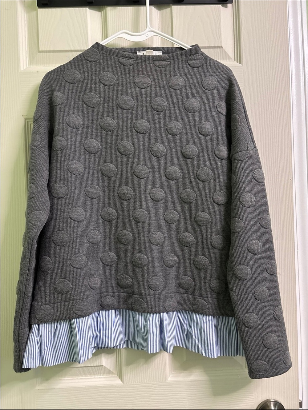 Women's Bubble Dot Layered Hem Sweater - Gray